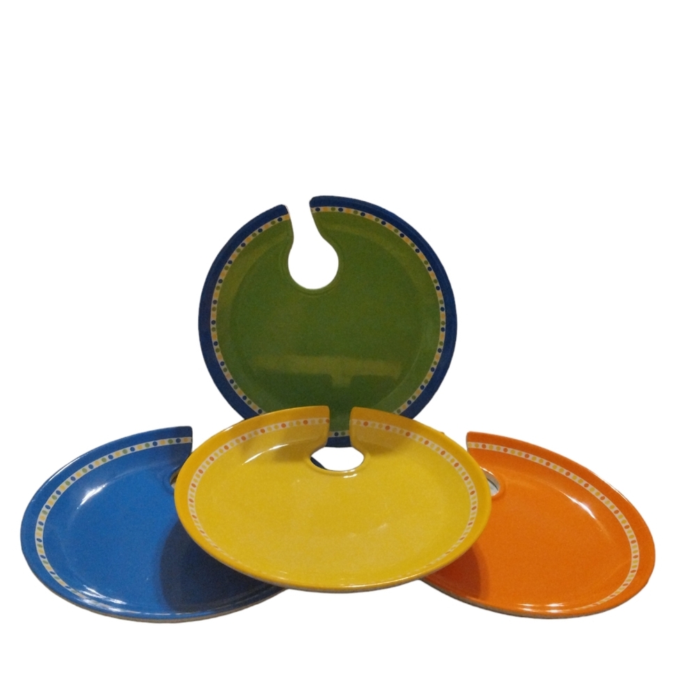 Vintage Evergreen Earthenware Bamboo Salad plates 8" set of 4